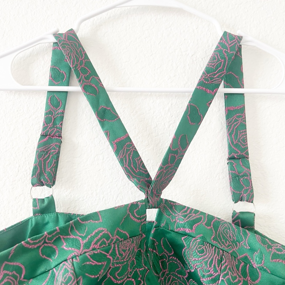 NEW Lulus Pink Green Floral Bustier Crop Blouse Top‎ Size M - Picture 6 of 8